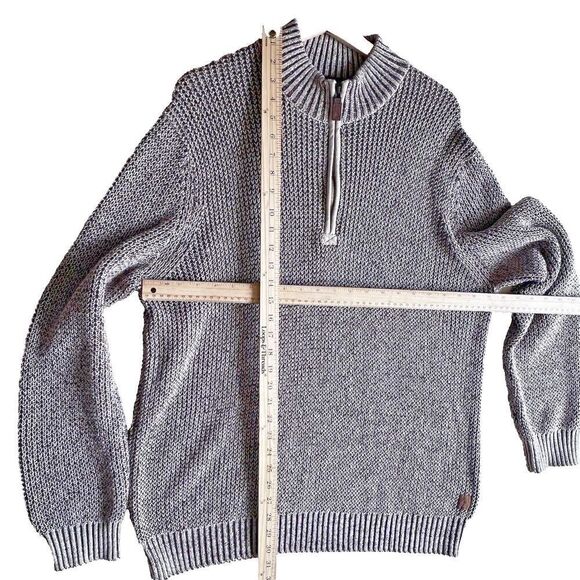 G.H bass grey sweater chunky knit men heavy 1/4 zipper mock neck size XL - Picture 5 of 10